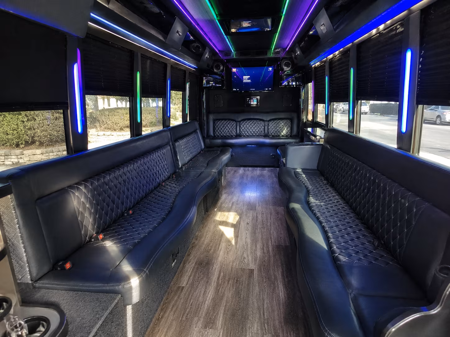 brookline 15 passenger party bus interior