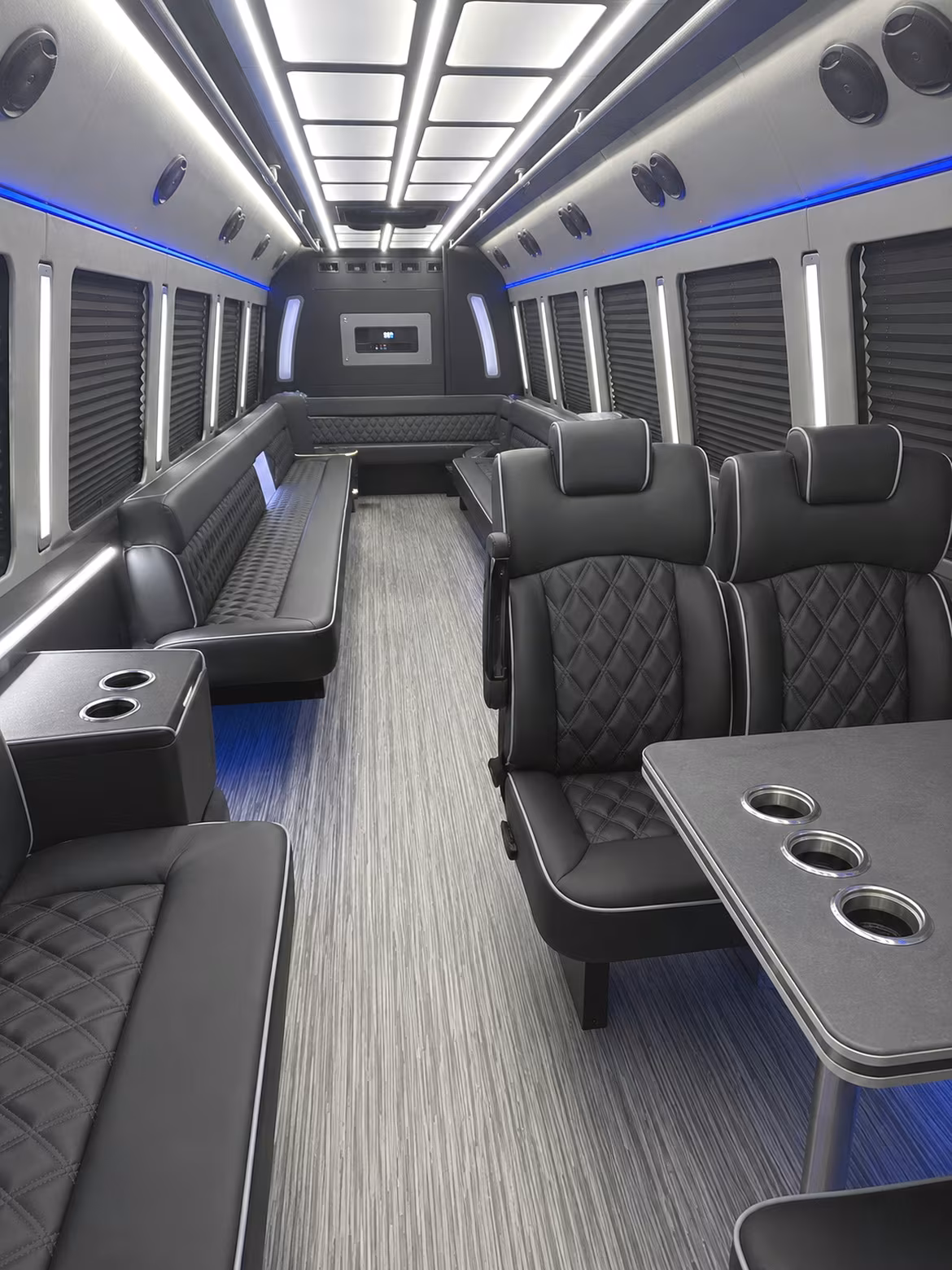 brookline 25 passenger party bus inside