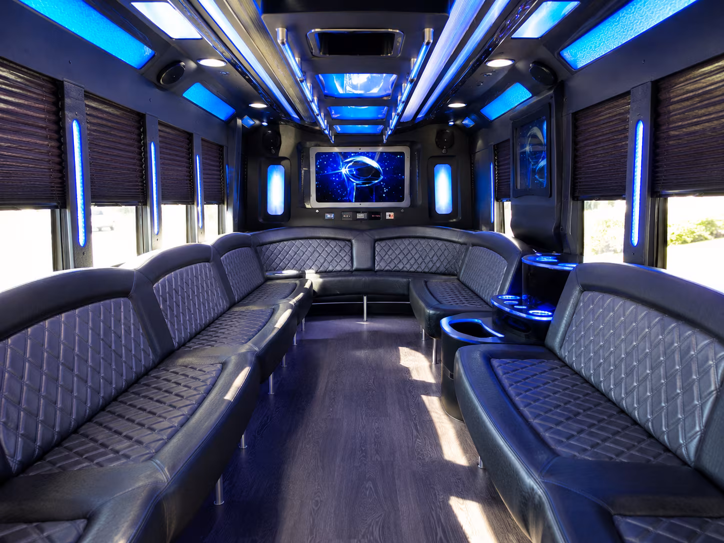 brookline 28 passenger party bus inside