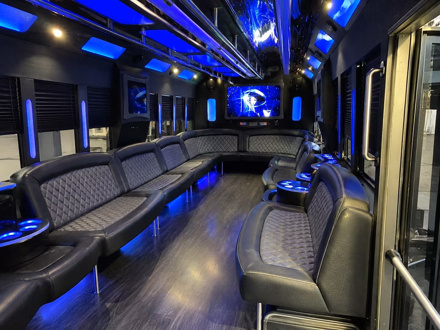 brookline 28 passenger party bus interior