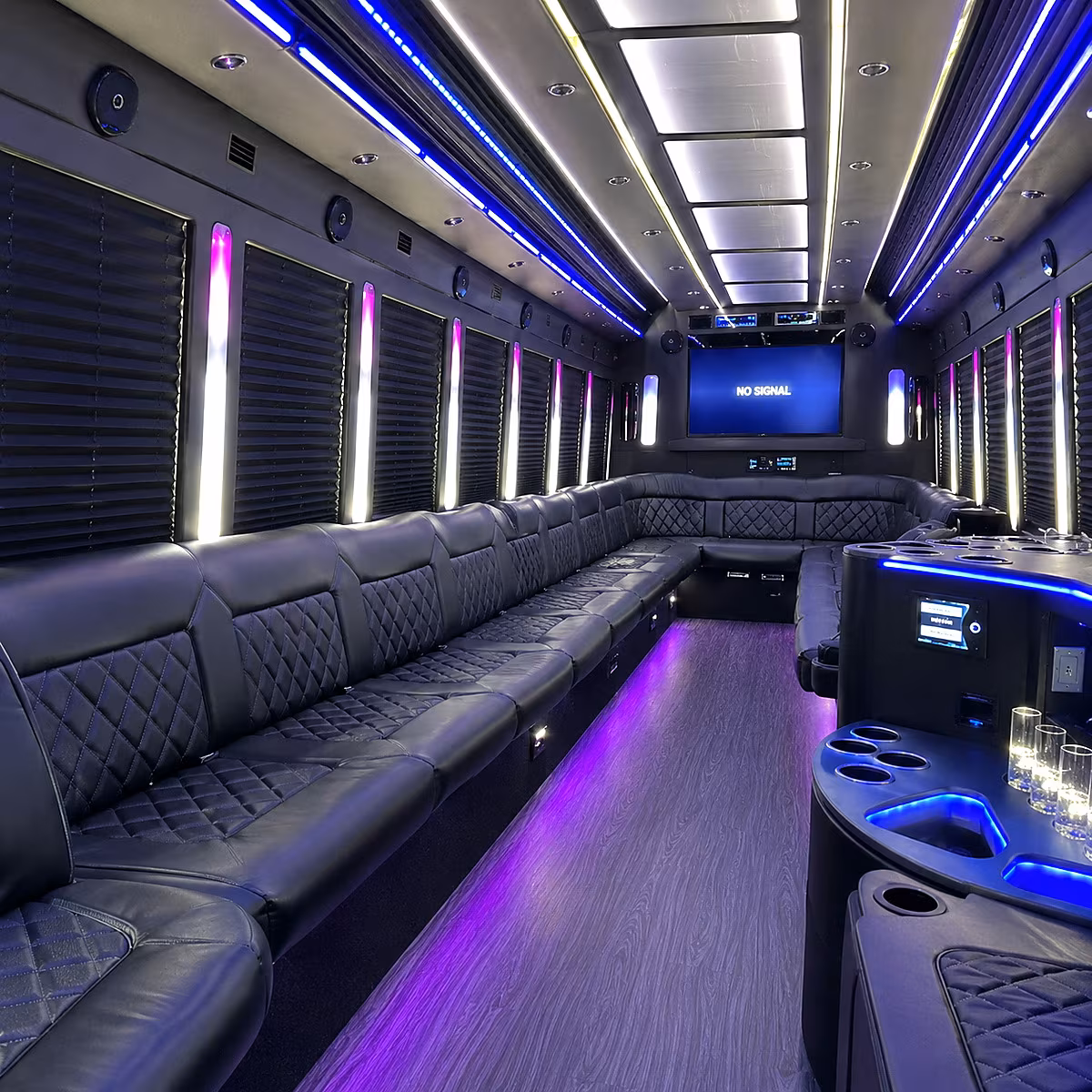 brookline 30 passenger party bus inside