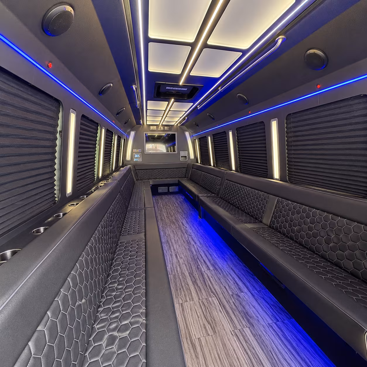 brookline 30 passenger party bus interior