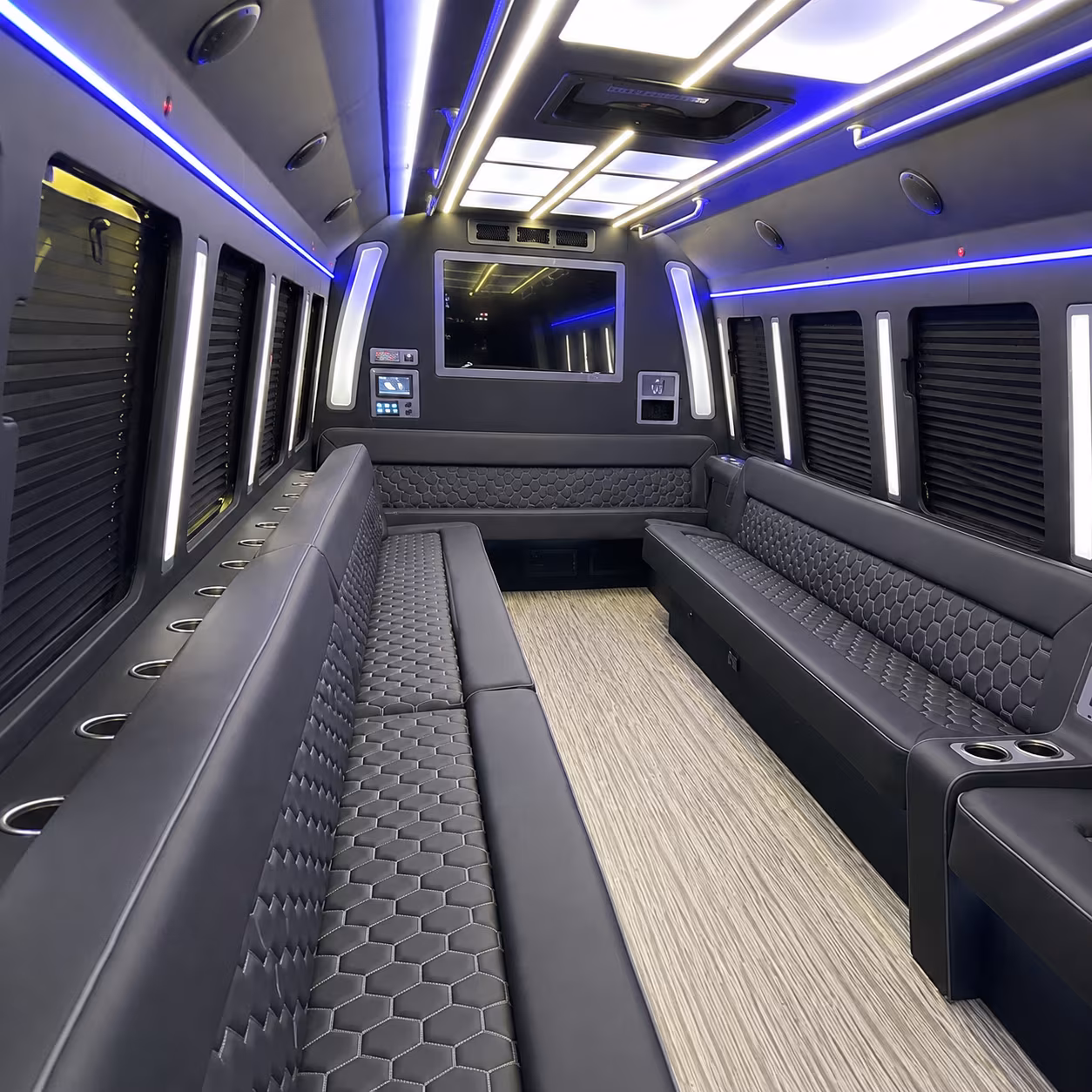 brookline 40 passenger party bus inside