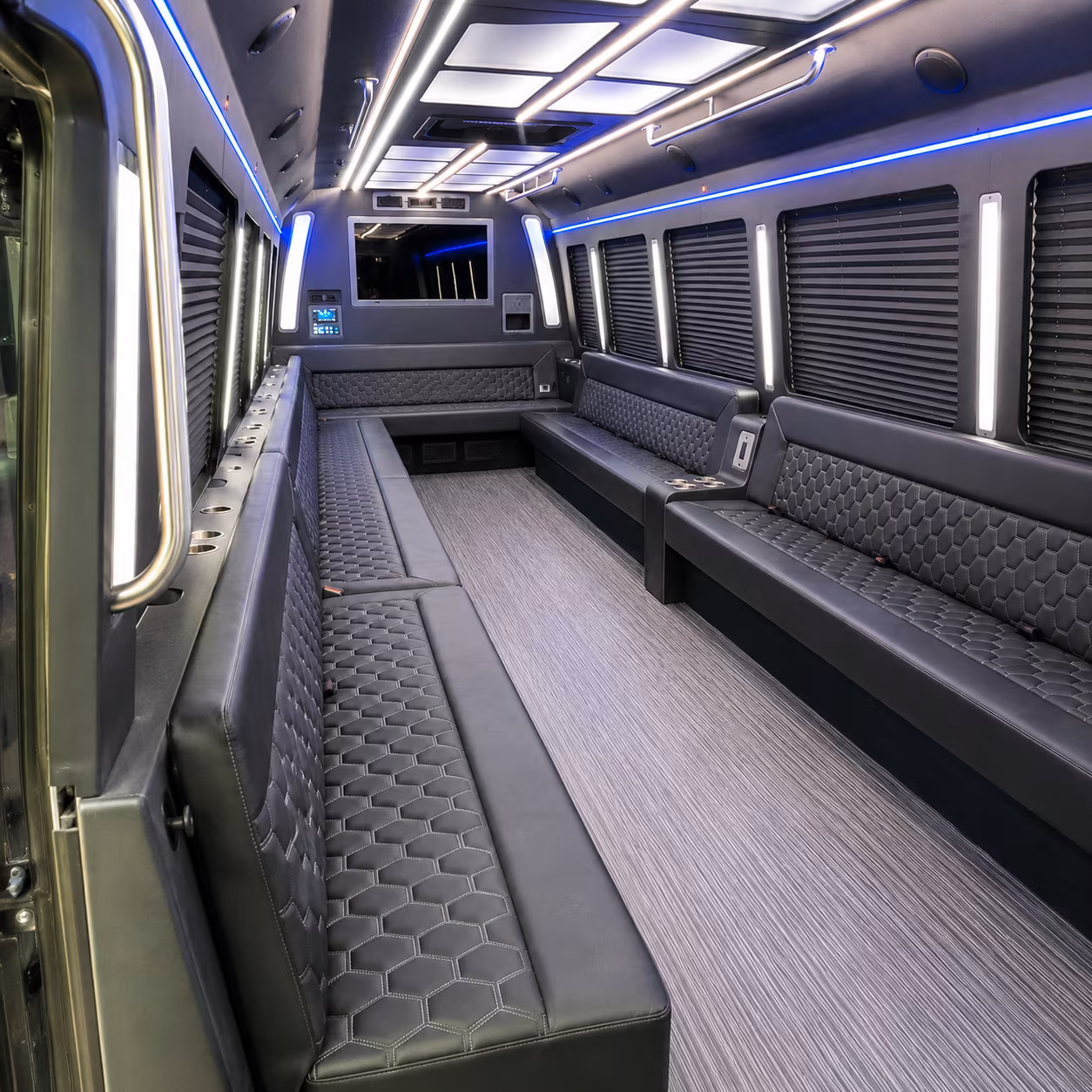 brookline 40 passenger party bus interior