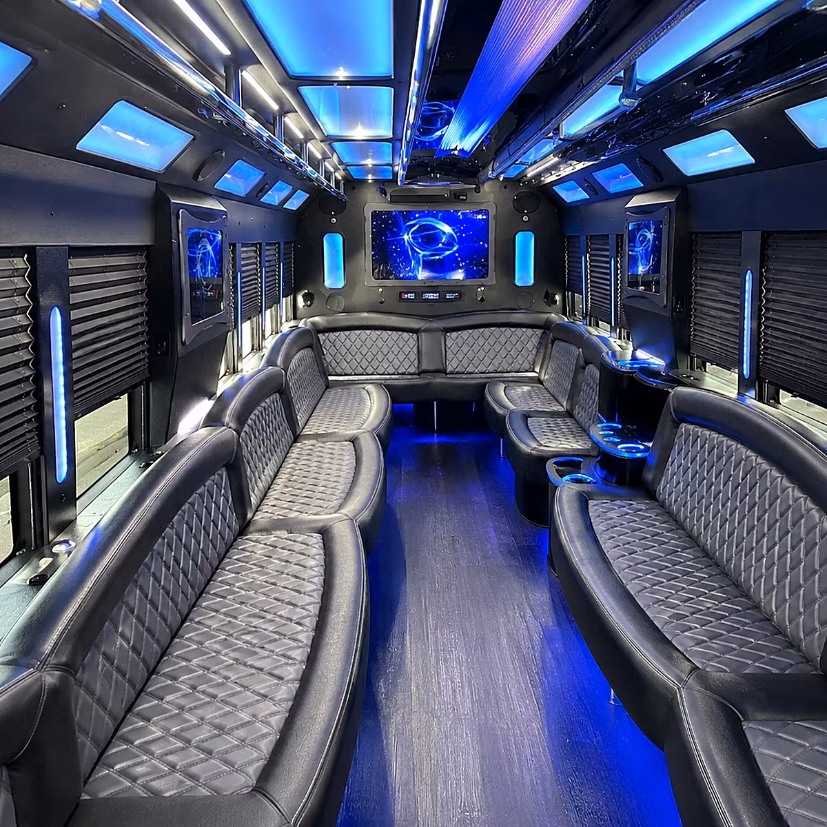 brookline 50 passenger party bus interior