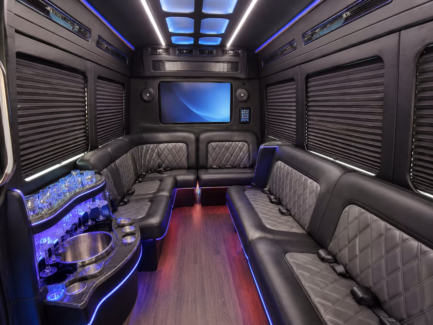 brookline 56 passenger charter bus inside